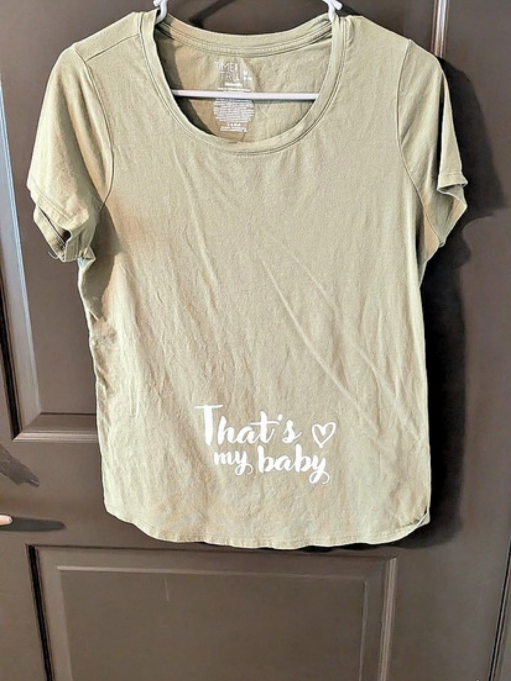 Time and Tru Maternity Graphic Tee in Green Size Medium